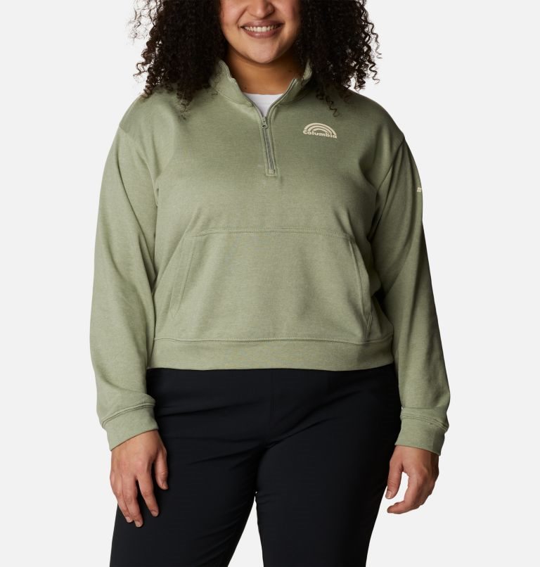 Hanorace Columbia Trek French Terry Half Zip Dama Masline Verzi | Plus Size RV0S879MA